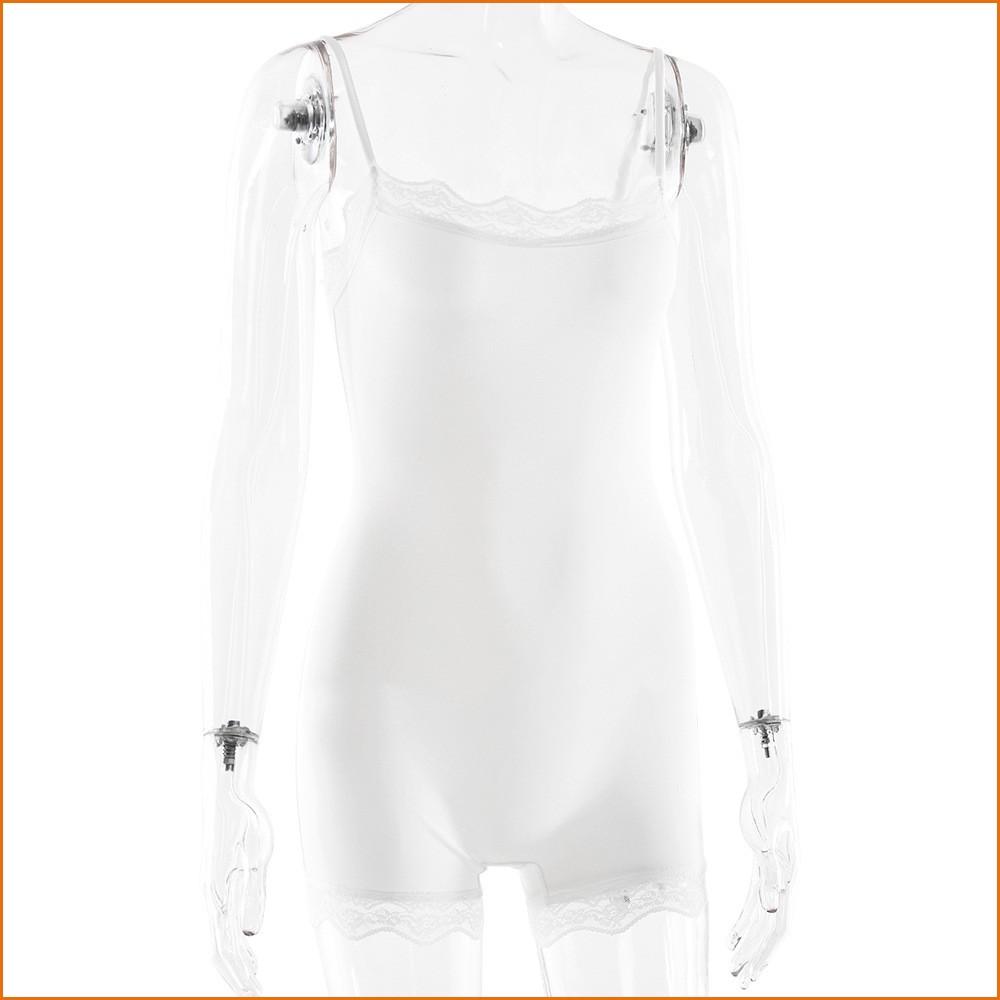 KODA & CO 04 New Lace-Trim Spaghetti Strap Backless Bodycon Sexy Yoga Workout Bodysuit