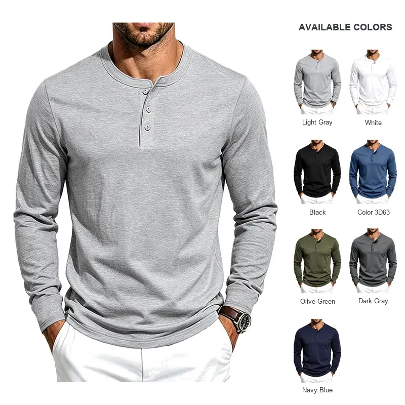 Men's Heavyweight Vintage Henley Long Sleeve Shirt, Loose Fit Hardcore Style Solid Pullover Top, Simple Versatile Casual Blouse for Daily Office Commute Outdoor Street Home Leisure Fashion Outfit