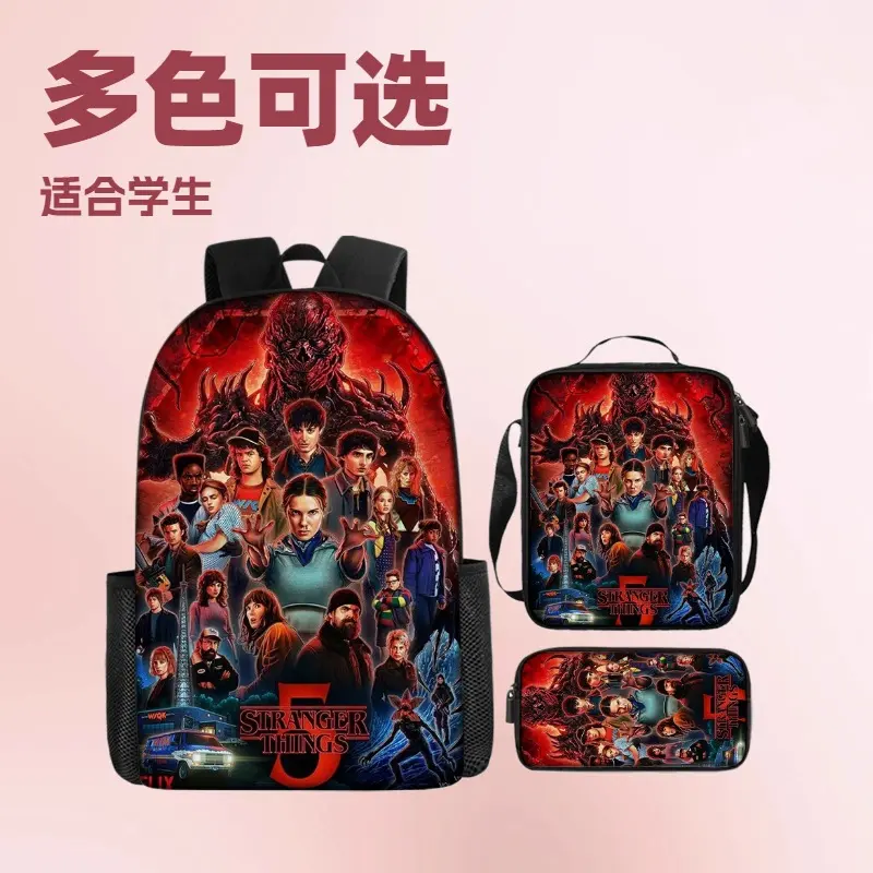 Stranger Things Season 5 Backpack, Netflix Series Printed Laptop Bag, Casual Office Backpack for Men, Large Capacity Travel Daypack