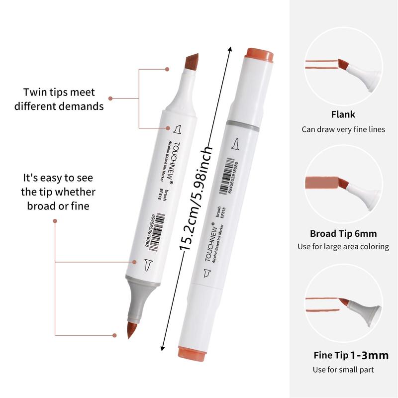 TOUCHNEW Dual Markers Brush Pen, Portrait Color Markers for Artist Adults Coloring Illustration, Art Supplies for Professional Artists, Paint Pens Set