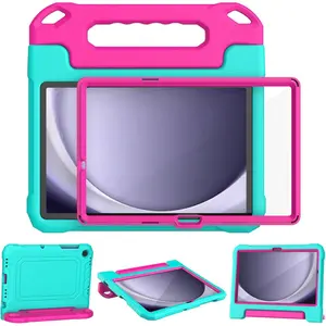 Kids for Samsung Galaxy Tab A11 Plus 2025 & A9 Plus 2023 11 Inch, Shockproof Handle Stand Cover with Built-in Screen Protector, Cyan&Pink