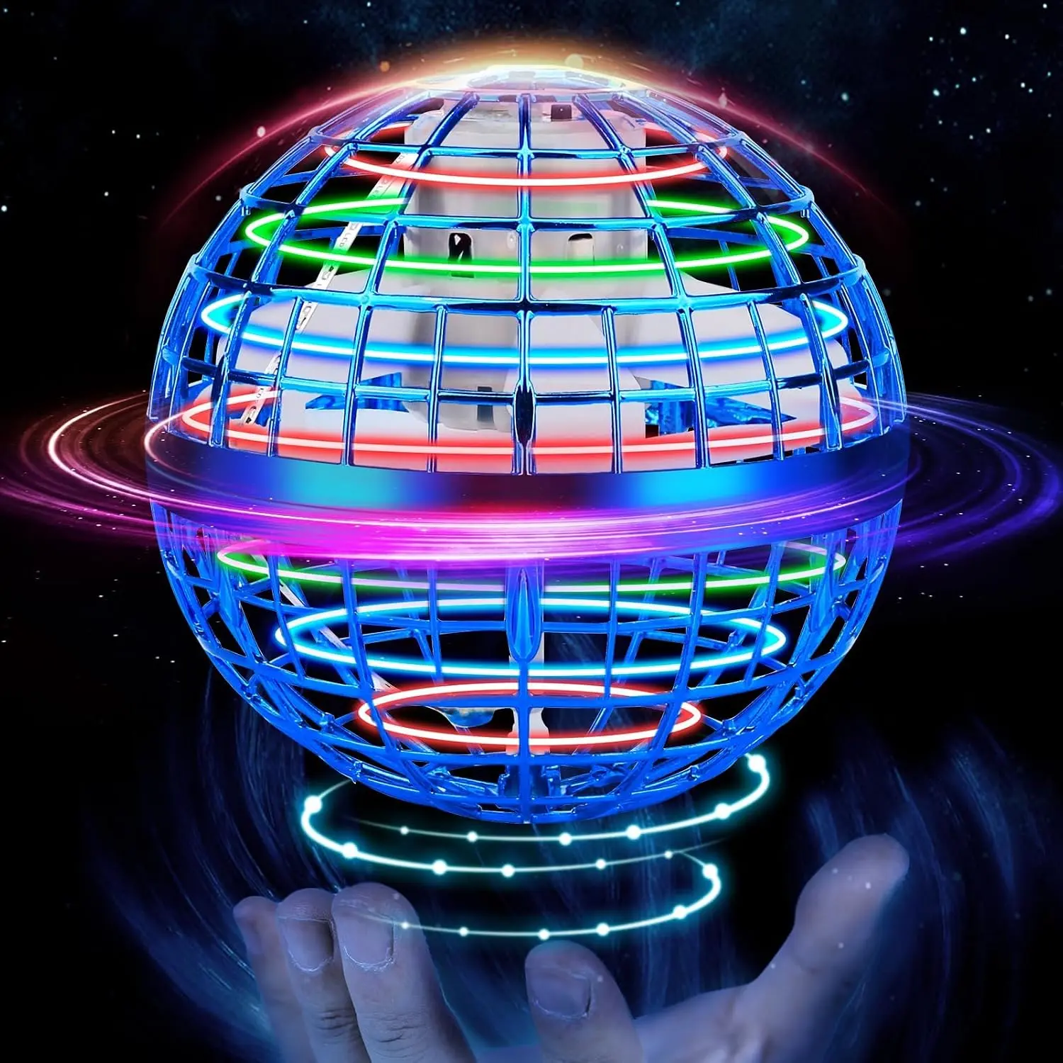 Junywell Flying Orb Ball Toy, Hover Hand Mini Drone Cosmic Globe, Fly Spinners for Kids Adults Indoor Outdoor Toys, Cool LED Lights Toys for 6 7 8 9 10+ Years Old Boys Girls Gift Blue : Toys & Games