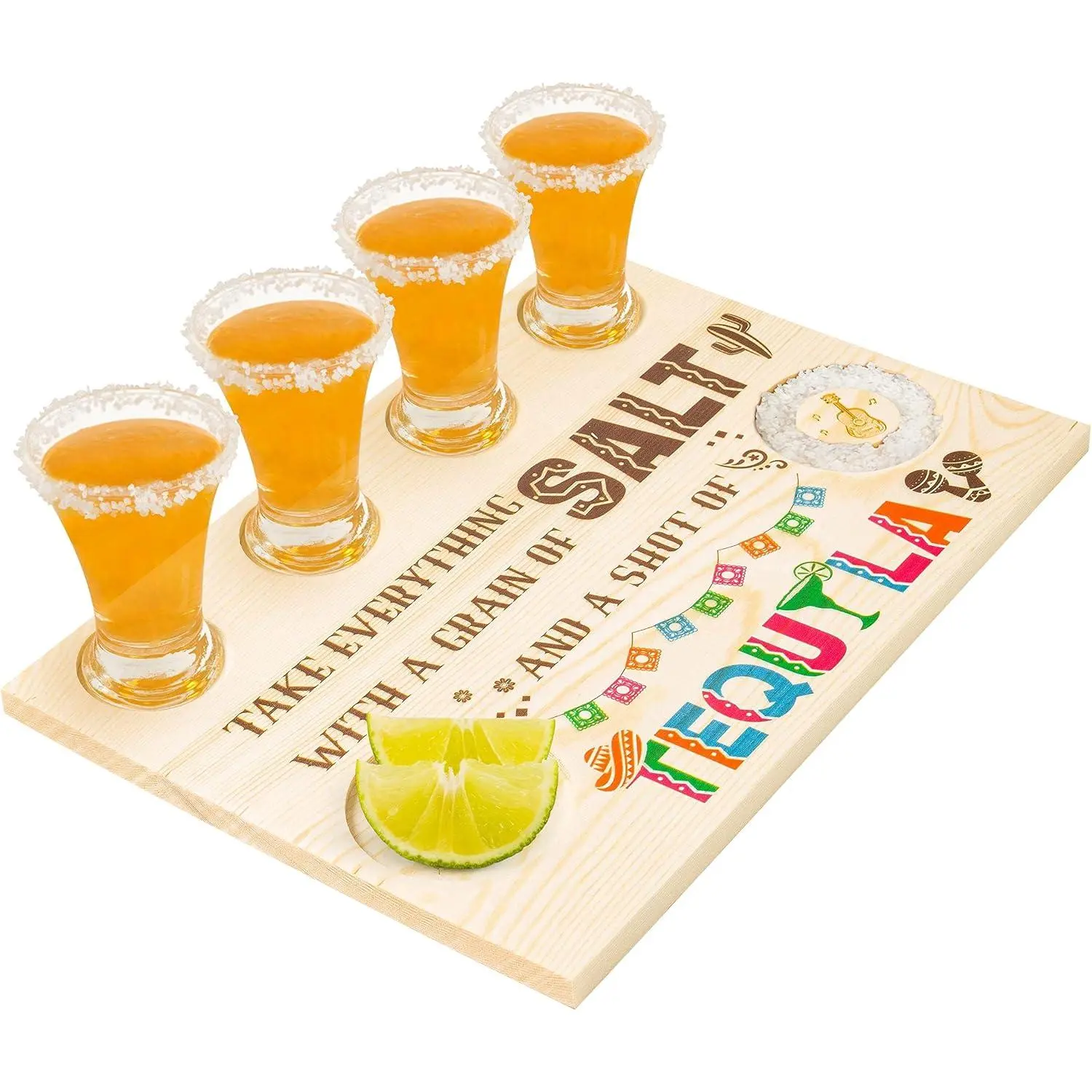 Shot Glasses Serving Tray, Mexican -Style Shot Glasses Drink | Heavy Duty Divided  Serving Bars Decorative Tray, Coffee Bar Mexican Pool Party Supplies, Living Room Indoor Outdoor
