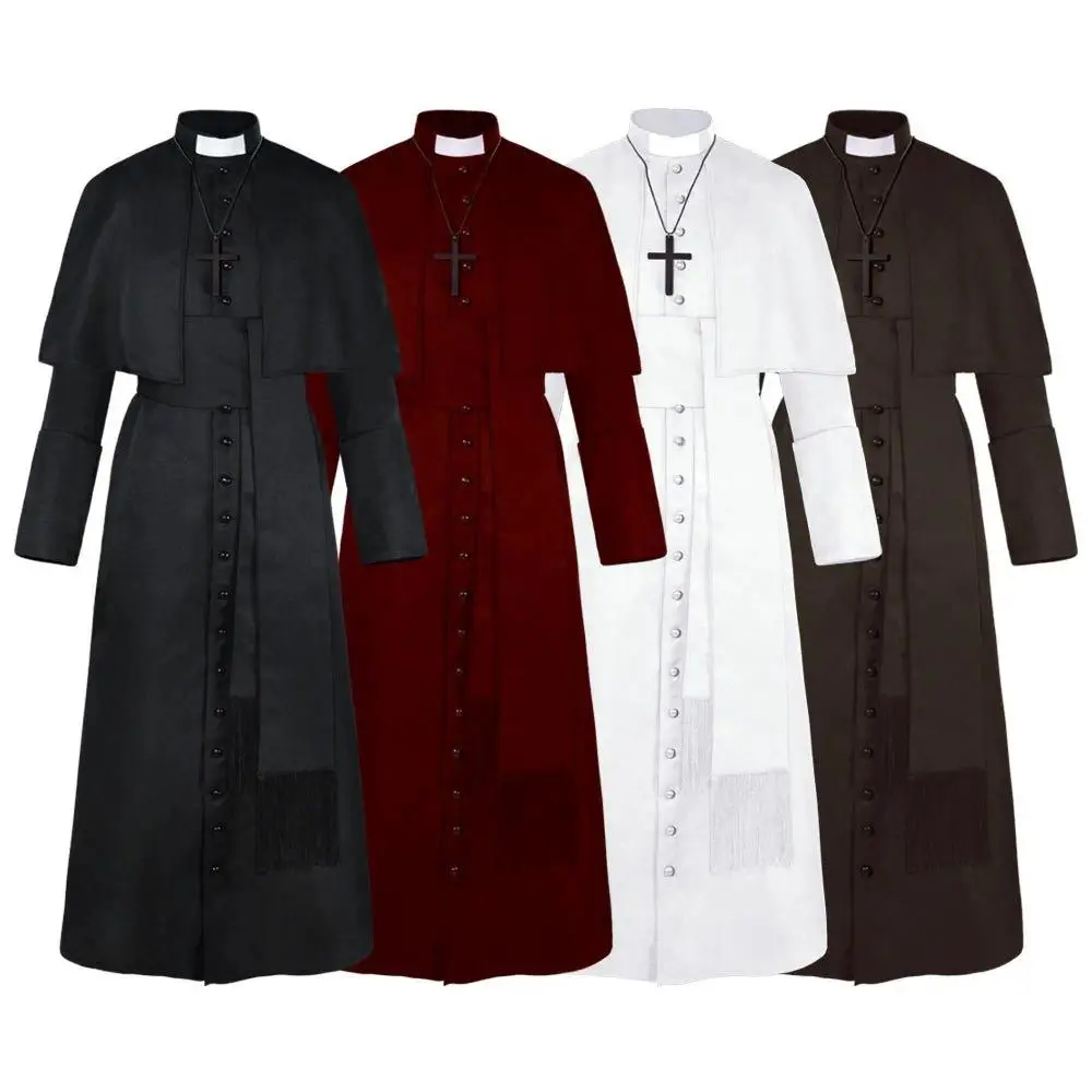 Medieval Halloween Renaissance Retro Priest and Priest Role Playing Long Cloak Cloak Cross Wizard Witch