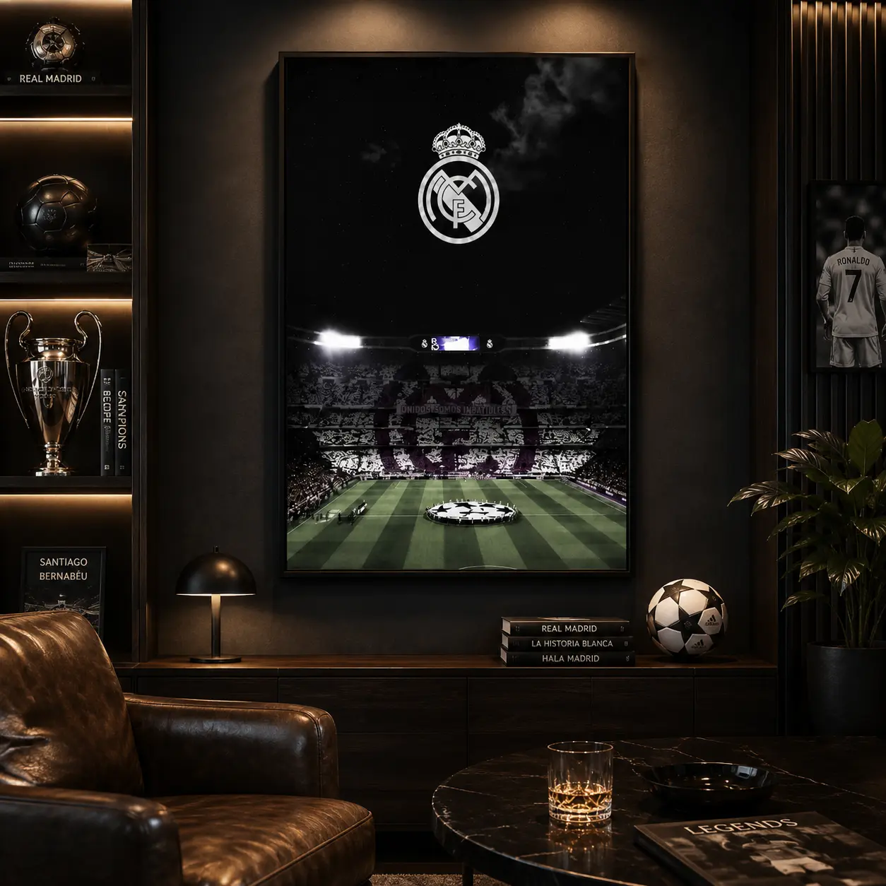 Santiago Bernabéu Stadium Canvas Print,Luxury Football Wall Art, Real Madrid Inspired Soccer Artwork,Modern Home Decor, Office, Bedroom and Man Cave Decoration