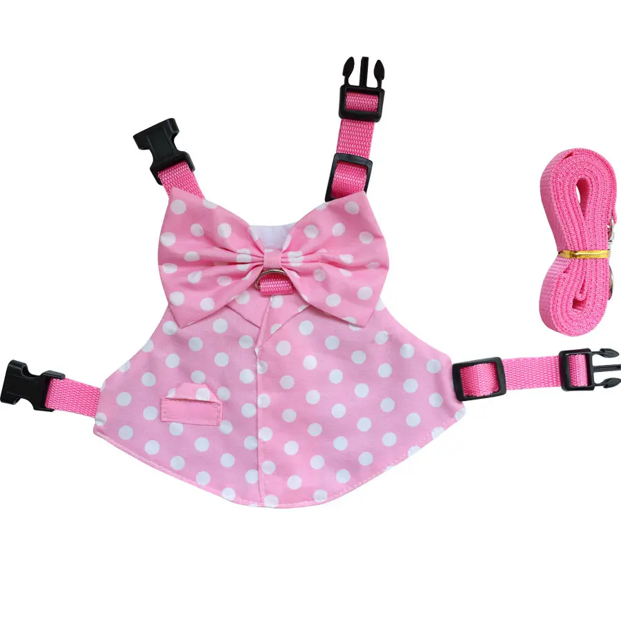 1 Set of Rabbit Harness and Leash Set, Soft Mesh Rabbit Harness with Bow, Adjustable Escape Vest for Small Pets, Suitable for Rabbits, Kittens, and Guinea Pigs
