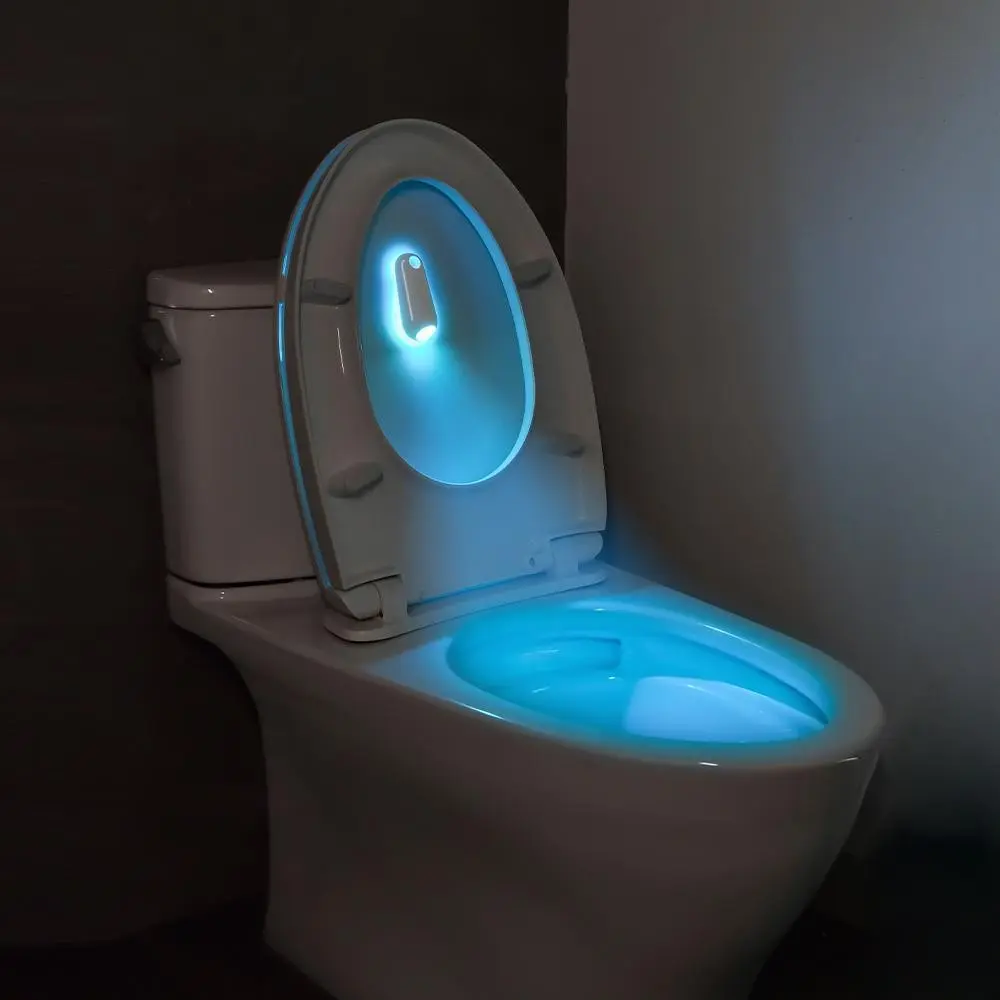 LED Toilet Night Light, 8 Colors Foot Lamp, Motion Sensor, USB Rechargeable Wall Light, Bathroom Home Gift, Cool Fun Bathroom Accessory, Illuminated Night Light