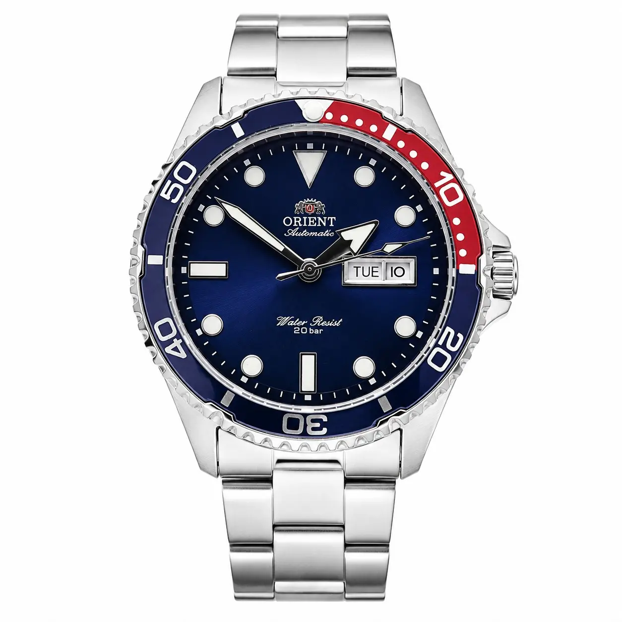 Orient Men's Automatic Dive Watch - 42mm Stainless Steel Wristwatch, 200M Water Resistant, Rotating Diving Bezel, Luminous Markers, Day-Date Window, Self-Winding Mechanical Watch, Ideal for Daily Wear, Outdoor Activities
