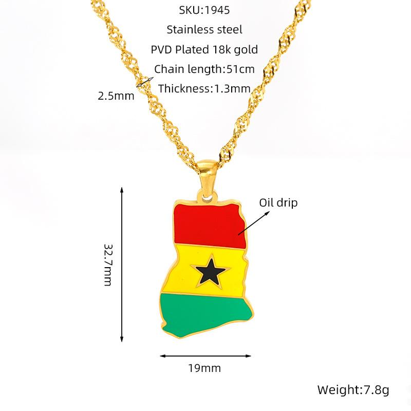 Various Countries Map Pendant Necklace Jewelry, Stainless Steel Necklace