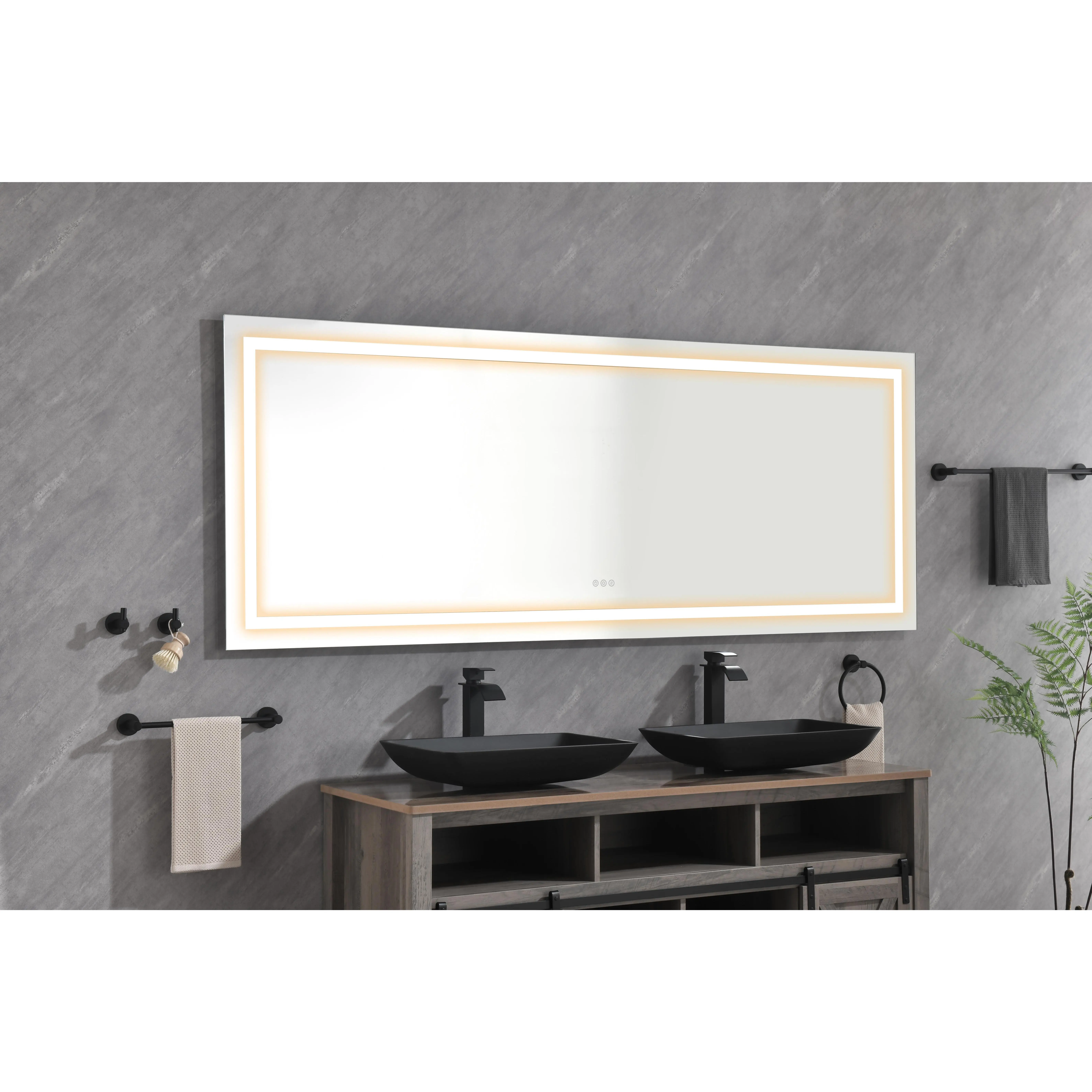ARCH 72 x 30 Inch LED Bathroom Mirror Wall Mounted Vanity Mirror with Front and Backlight Anti-Fog Memory 3 Color Stepless Dimmable Illuminated Makeup Mirror for Bathroom Bedroom Living Room, Bathroom Furniture for Vanity Area, Storage, Remodel