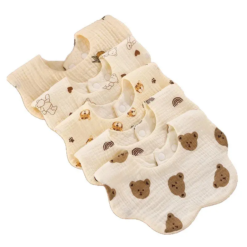 360° Petal Shaped Baby Bibs for Drooling & Teething, 6-Layer 100% Cotton Muslin,Absorbent Baby Burp Cloths for Newborns 0-3 Months,Infants & Toddlers Cute Absorbent Feeding Bibs, 6-Layer Cotton Cloth Bibs Swaddle Bibs