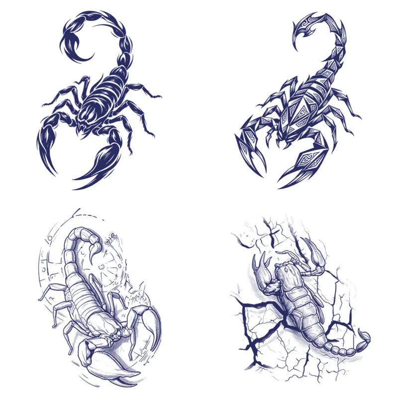 Poison scorpion semi permanent tattoo waterproof lasting 7-15 days Japanese style hand back herbal temporary tattoo sticker 8 * 10cm Hand Back Water Transfer Printing Process