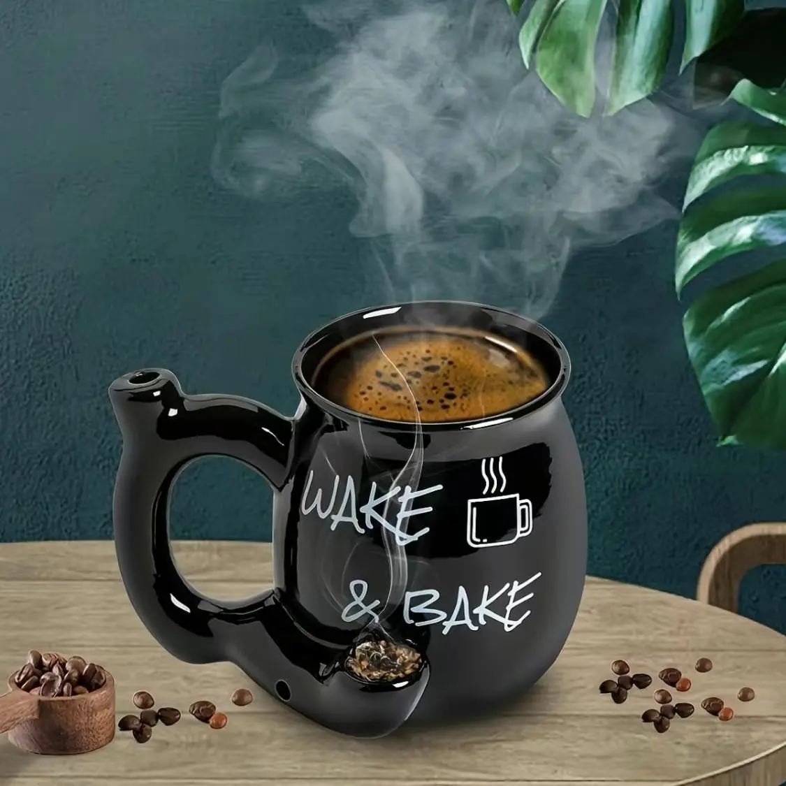 Viral Aesthetic 2 in 1 Multifunctional Ceramic Smoking Coffee Mug, Food Grade Lead & Cadmium Free BPA Free Heat Resistant Thickened Shatterproof, Dishwasher Safe Reusable Novelty Pipe Cup for Coffee Lovers Smoking Enthusiasts Home Office Bar Party Outdoor
