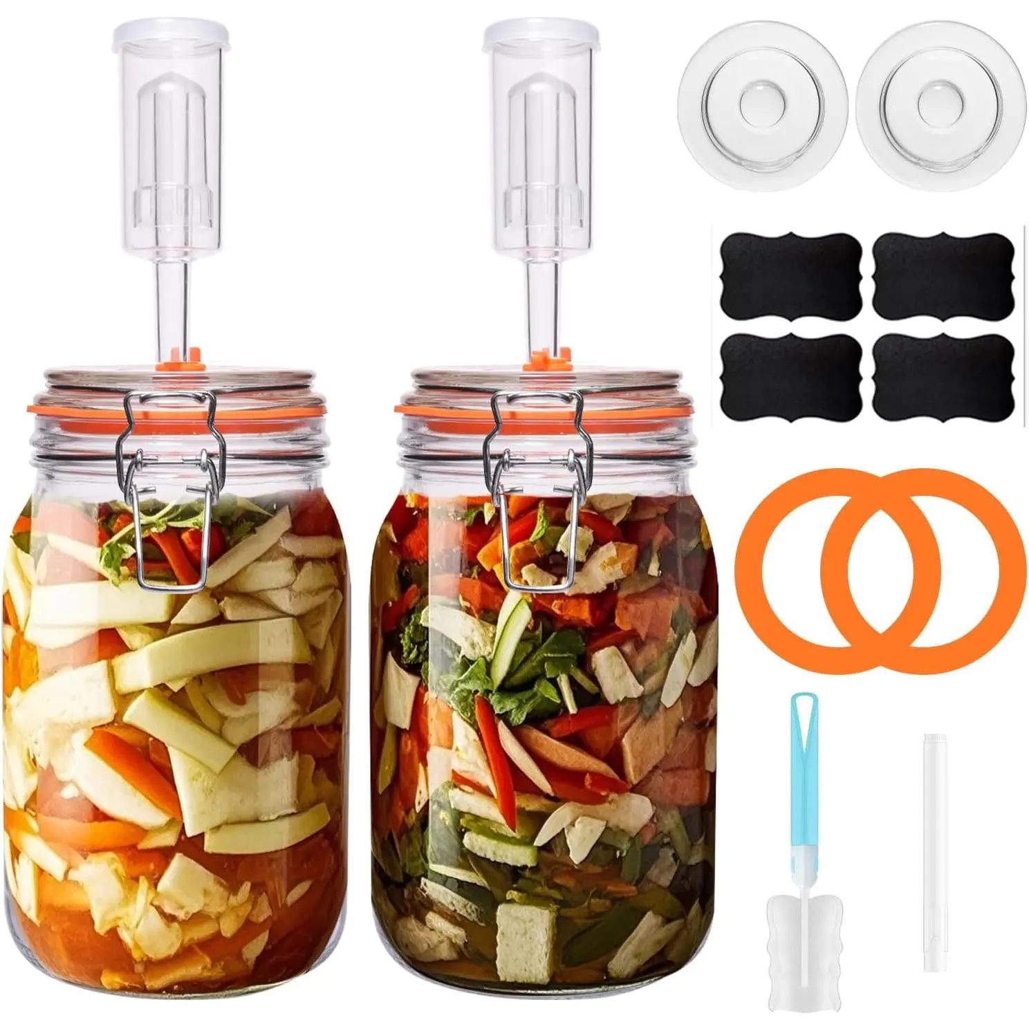 Fermentation Kit,1.5 Liter Fermentation Jar with Fermenting Weights and Airlocks,Large Pickle Jar for Sauerkraut,Pickling