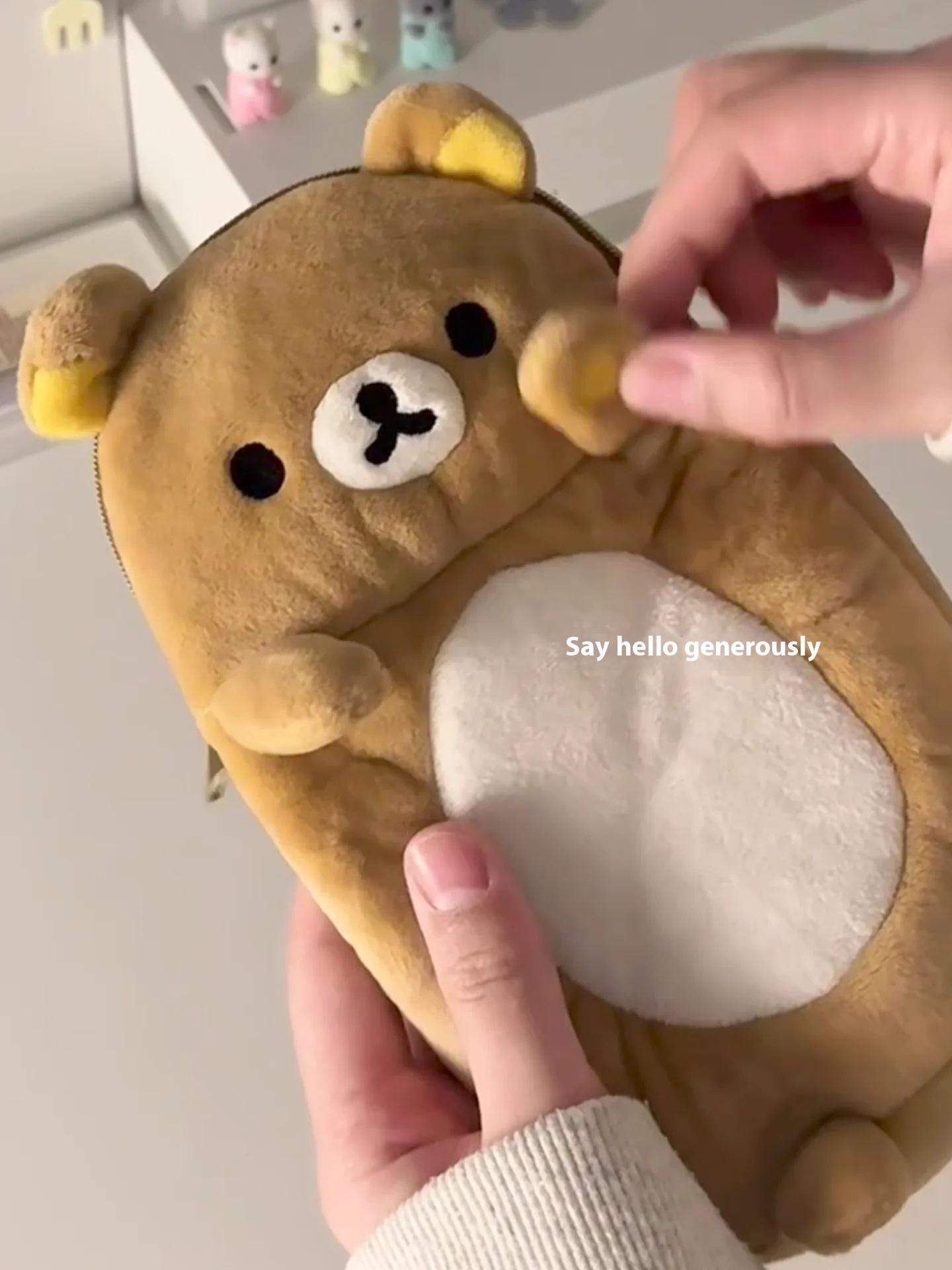 New Rilakkuma Plush Pencil Case Storage Bag Children Cartoon Cute School Stationery Bag Kawaii Birthday Gift Girl Customization