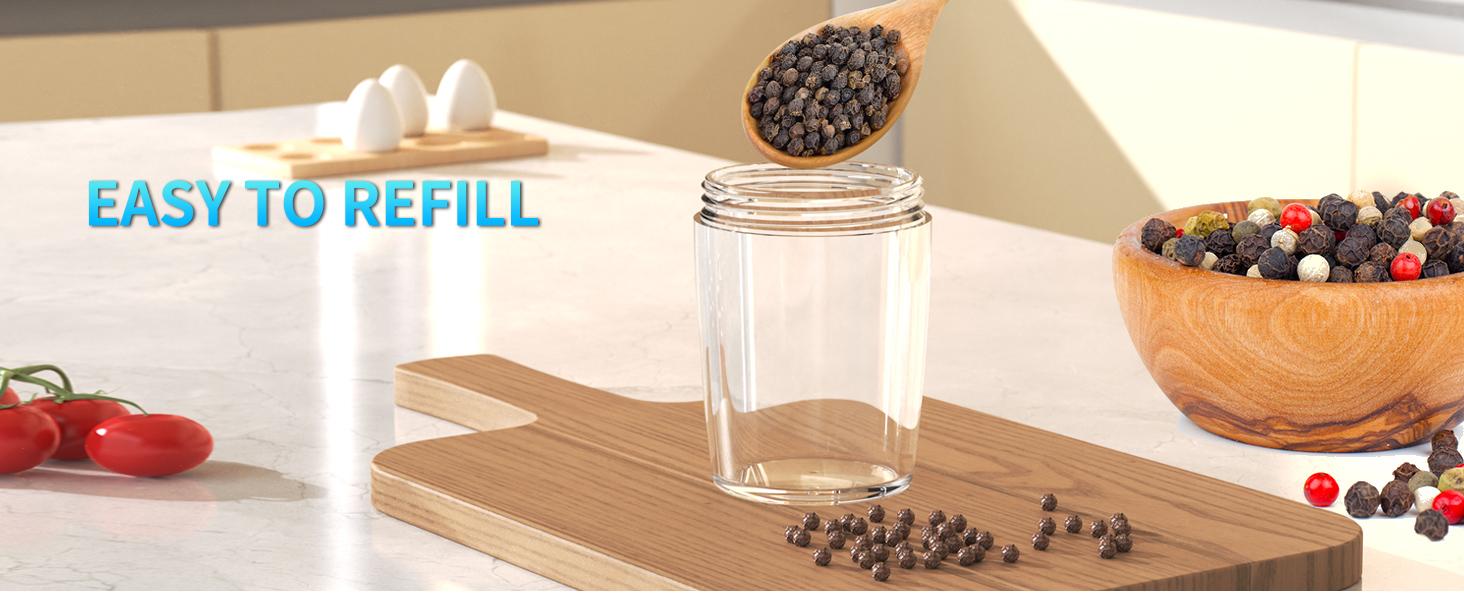 2pcs Gravity-sensing Electric Salt And Pepper Grinder Set, Battery-powered LED Light, One-hand Operation,Local Warehouse, Adjustable Coarseness Grinder, Black Kitchen Gadget, (Grinders Only, No Salt or Pepper Included)