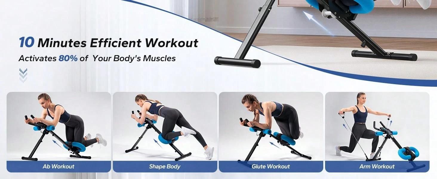Adjustable Ab Exercise Machine - Foldable Knee Support| No Gym Home Core Workout six pack abs trainer