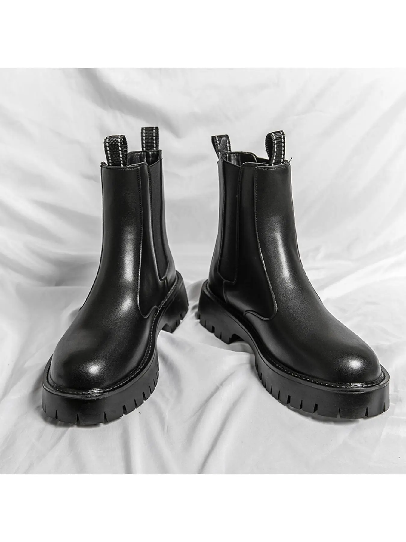Classic Platform Chelsea Boots for Men Non Slip Thick Sole All Match Daily Casual Leather Boots