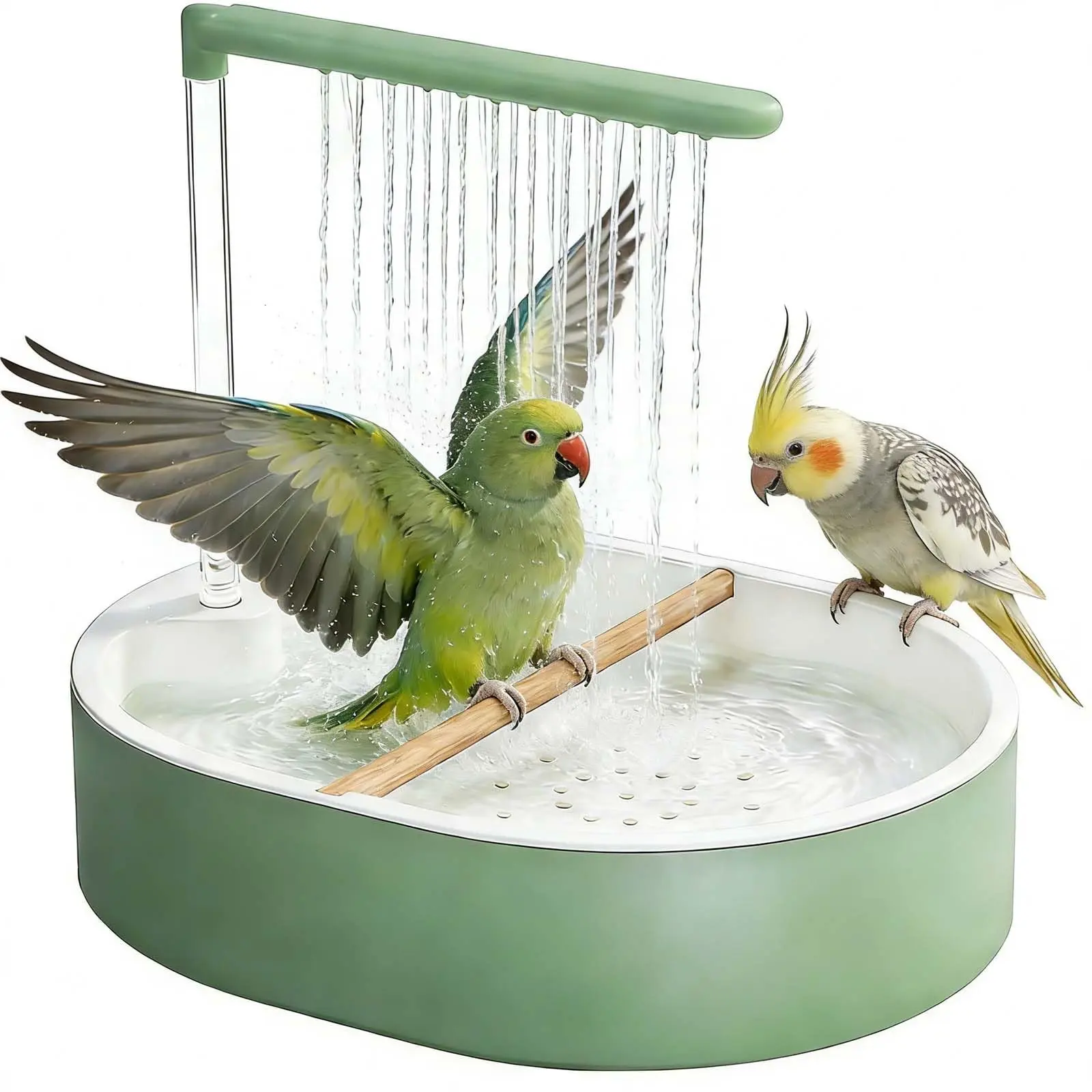 Automatic Bird Bath with Circulating Water Pump | Large Parrot Shower Fountain & Bird Bathtub | Gentle Water Flow Bird Shower for Budgies, Cockatiels, Conures, Lovebirds, African Greys & Small Birds