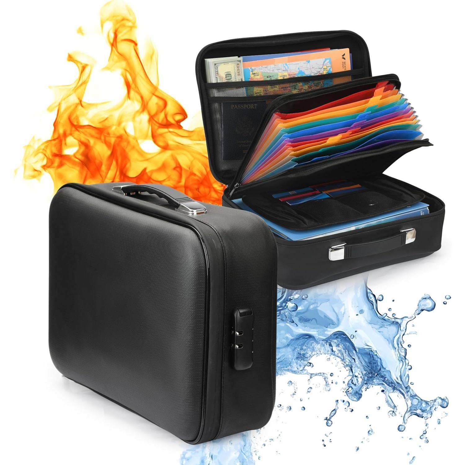 Fireproof Document Box, Hard-Shell Design  Fireproof Document Box with Lock File Boxes for Documents Important Paperwork