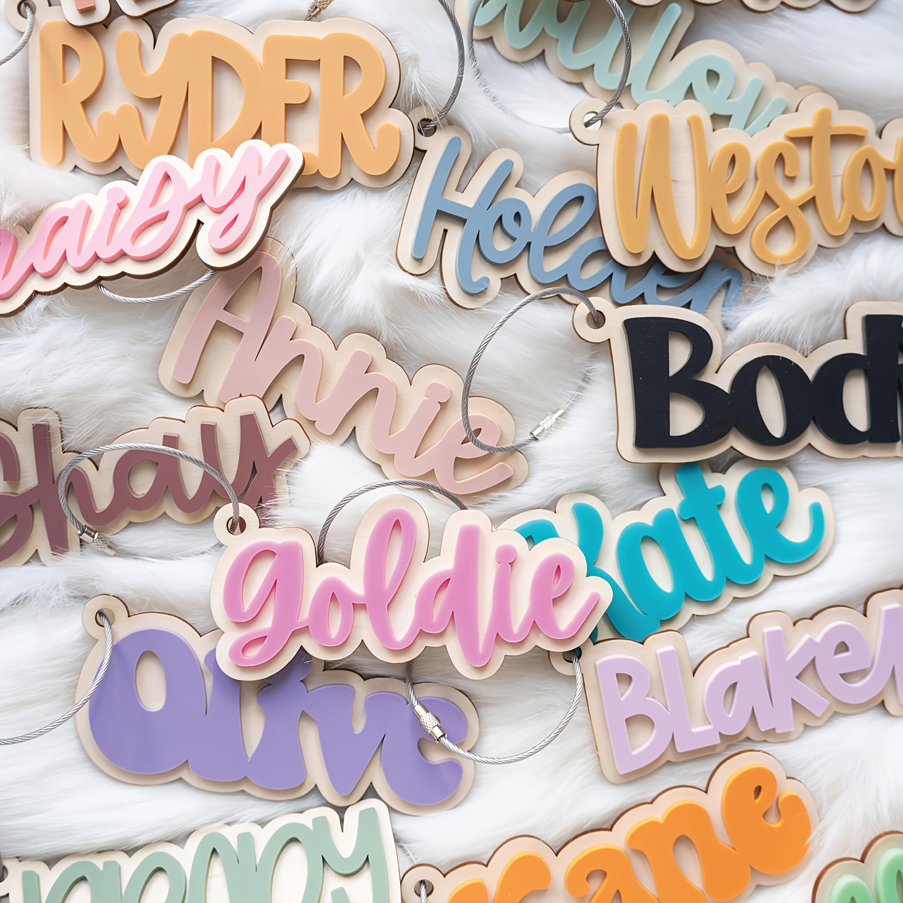 Personalized 3D Acrylic Keychain - Custom Smooth Name Tag with Vibrant Colors, Durable Metal Ring, And Heart-Shaped Design, Perfect for Christmas And Birthday Gifts, Cute Keychain Accessory, Gift Item, Playful Design, Colorful Decoration