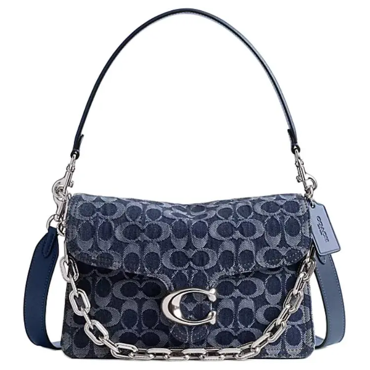 COACH Tabby 26 Crossbody Shoulder Bag for Women, Denim Style, Deep Blue