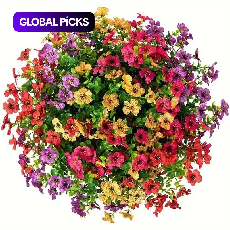 Artificial Flower ( 12pcs/set ) ，Mixed Color UV Resistant Fake Flower, Decorative Faux Flower Artificial Flower Decorations for Home & Garden & Yard，Outdoor Flowers,home decor（without Pot） #GLOBAL PICKS
