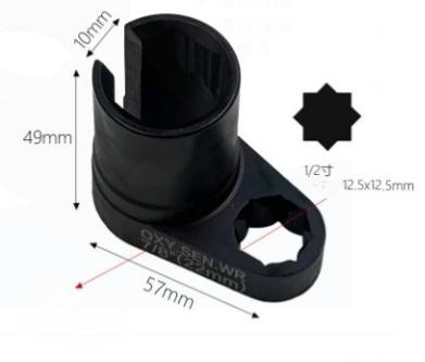 5PCS O2 Oxygen Sensor Socket Set, 3/8 in Drive, 7/8 in (22mm), Premium Removal Tool with Thread Chasers & Offset Wrenches, Heavy-Duty Automotive Kit for Easy Installation & Repair