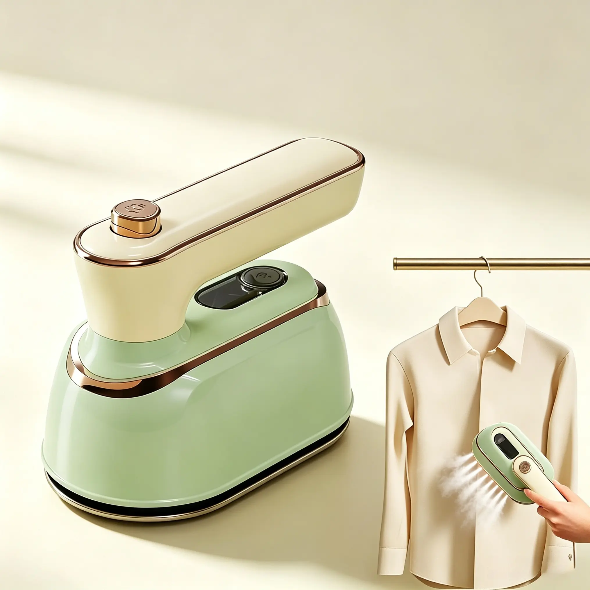 Mini Handheld Clothes Steamer Iron, 1150W Max 100‑130V Corded Garment Steamer, Wet‑Dry Steam Iron with Ceramic Soleplate, 0.894lbs Lightweight Compact, 180° Rotatable Handle, Fast Heat‑Up Anti‑Leak Portable Fabric Wrinkle Remover for Home Travel Business