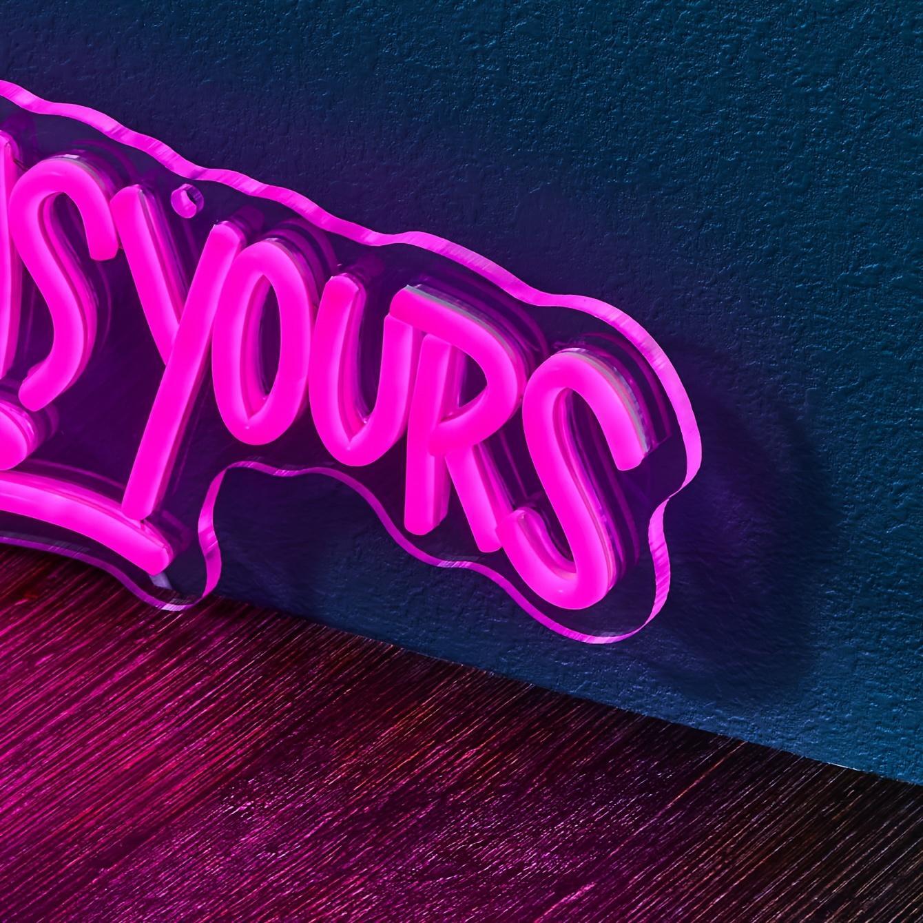 USB Powered Neon Sign, The World Is Yours Letter Design LED Neon Light, Decorative Neon Sign for Home Party & Festival Decoration, Modern Night Lights