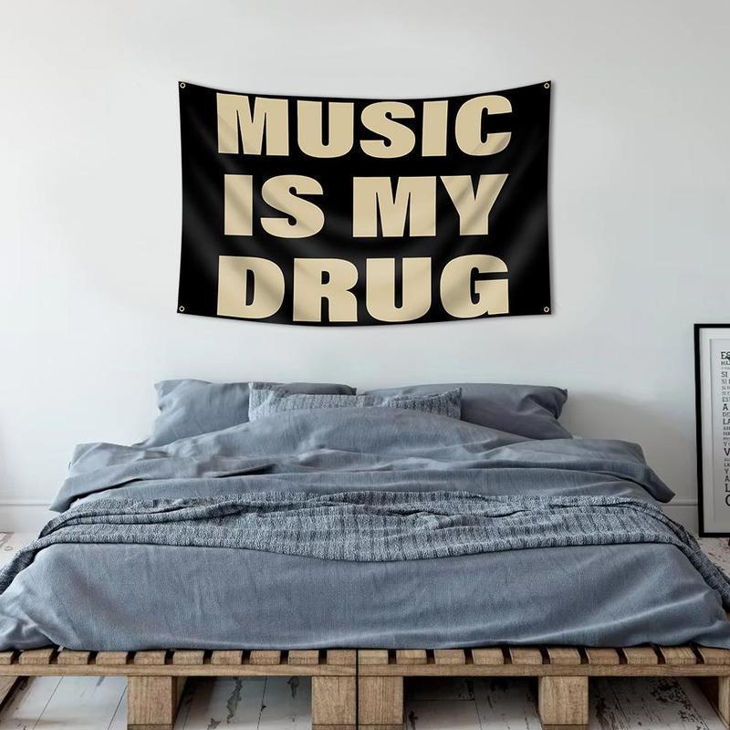 Lightweight Music Is My Drug Tapestry, 3x5 Ft Indoor-Outdoor Wall Banner, Home Decor for Dorm Room, Bedroom, Study Room bedroom decor tapestry cheap bedroom decor chill room accessories,evangelion,family,extra,rivalry,uv,last,suitable