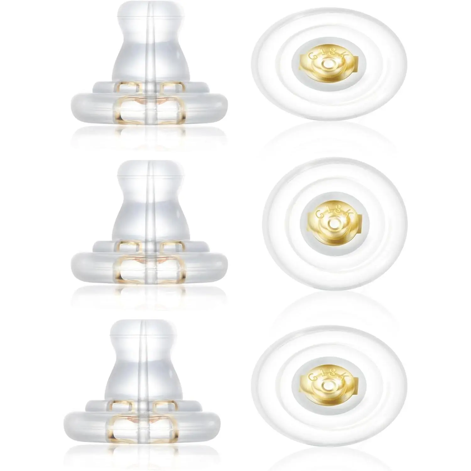 Earring Backs Replacements,18K   Earring Backs for Droopy Ears | Plastic Earring Backs Lifters,Rubber/Pierced Earring Backs,Locking Earring Backs for Studs Hypoallergenice Soft Clear