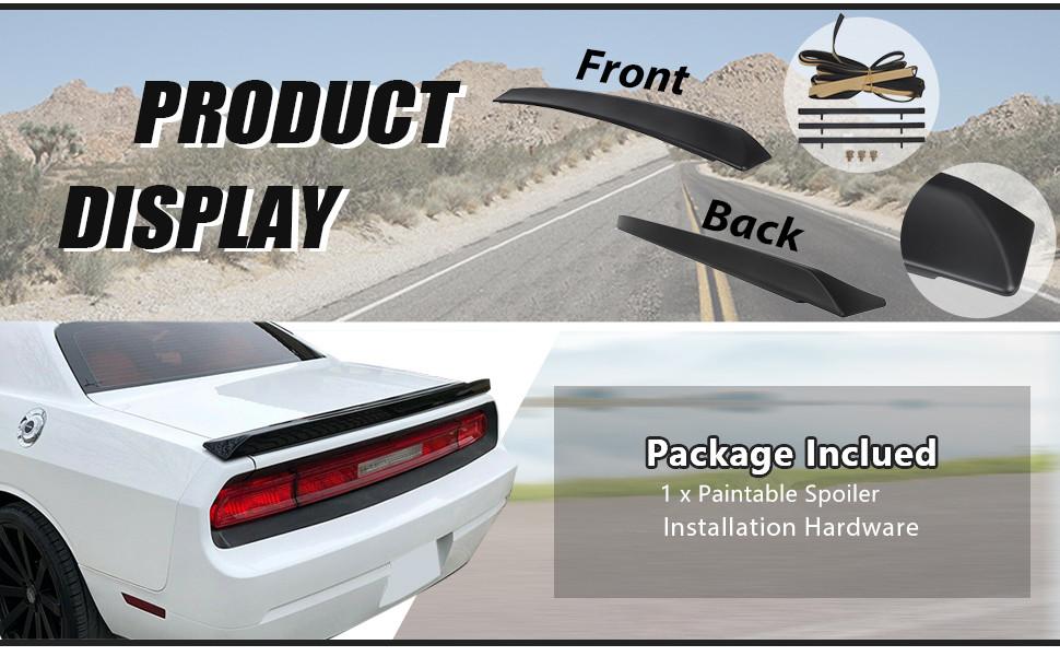 Rear Spoiler Wing Compatible with 2008-2023 Dodge Challenger SRT Style - Rear Trunk Lid Wing Spoiler Ducktail Lip Spoiler Paintable Matte Black Car Accessories