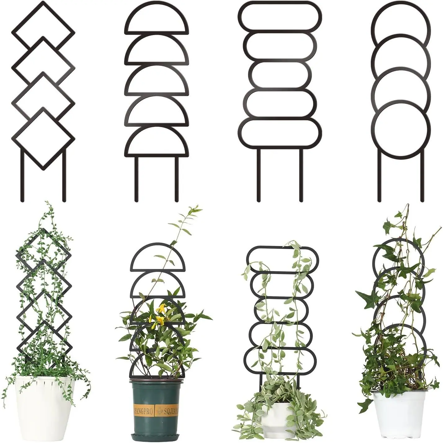 4 count Trellises for Climbing  Indoor Metal Climbing  Support Metal  Trellis for Pots Garden Trellis for Climbing  for  Lovers (Style 2)