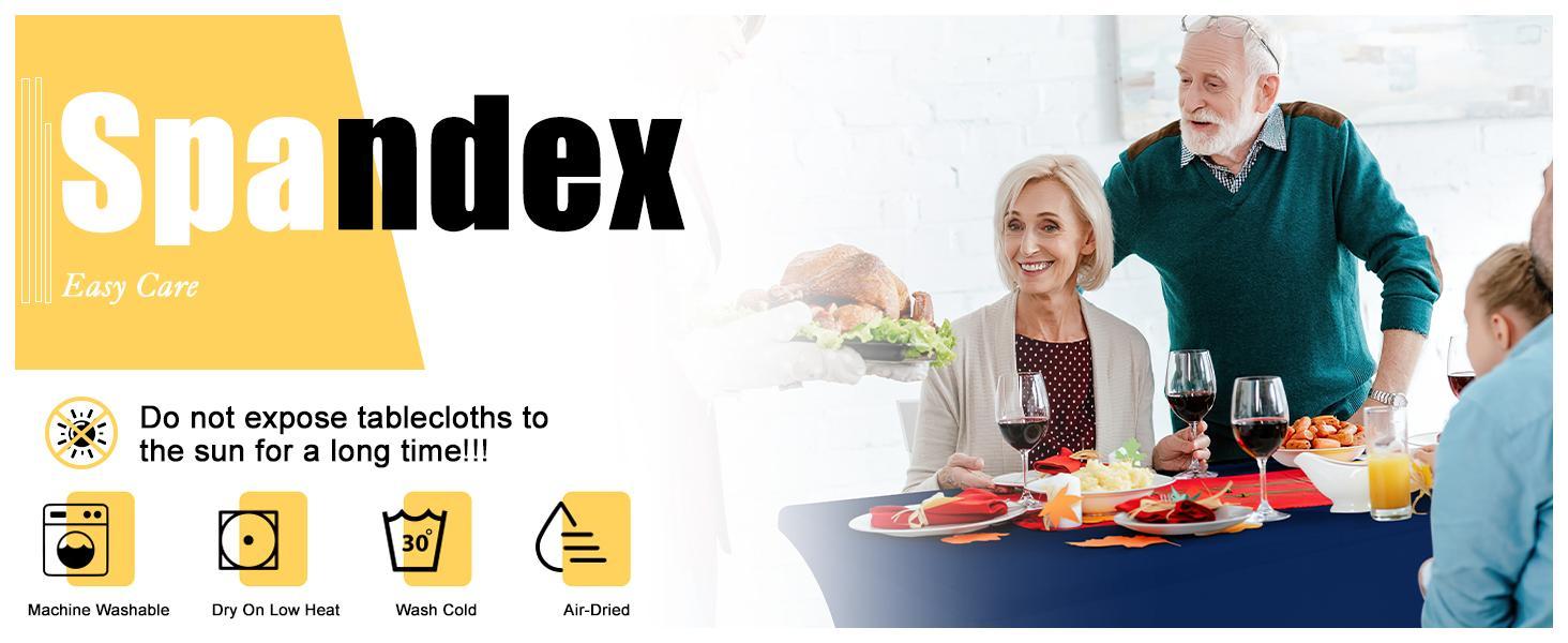 Kitinjoy Machine Washable Retangle Spandex Table Cloths Super Elastic Stretch Tablecloths Wedding Christmas Parties Table Covers