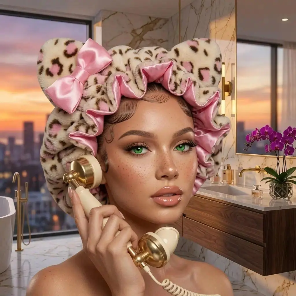 Leopard Print Satin Bonnet for Women, Luxury Silk Hair Bonnet with Large Bow Design, Soft Sleep Cap for Curly Hair Protection, Adjustable Satin Night Cap, Cute Hair Care Accessories for Sleeping, Beauty Gift for Women