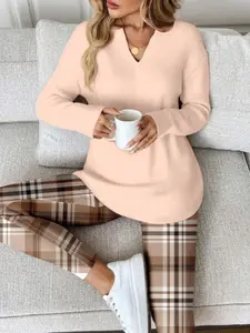 2pcs/Set Women Long Sleeve T-Shirt And Leggings, spring/Autumn/Winter Work From Home Outfit Comfortable Outfits For Women 2 Piece Lounge Sets Woman Lounge Wear Breakfast Outfits For Women