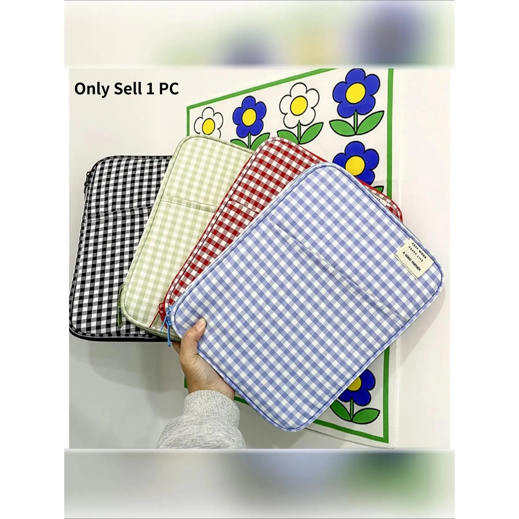 Plaid Laptop Bag for 13-14 Inch Laptops - Shockproof Multi-Layer Sleeve Compatible with 9.7-11 Inch iPad Pro/Air/Mini, Tablet Laptop Computer Bag