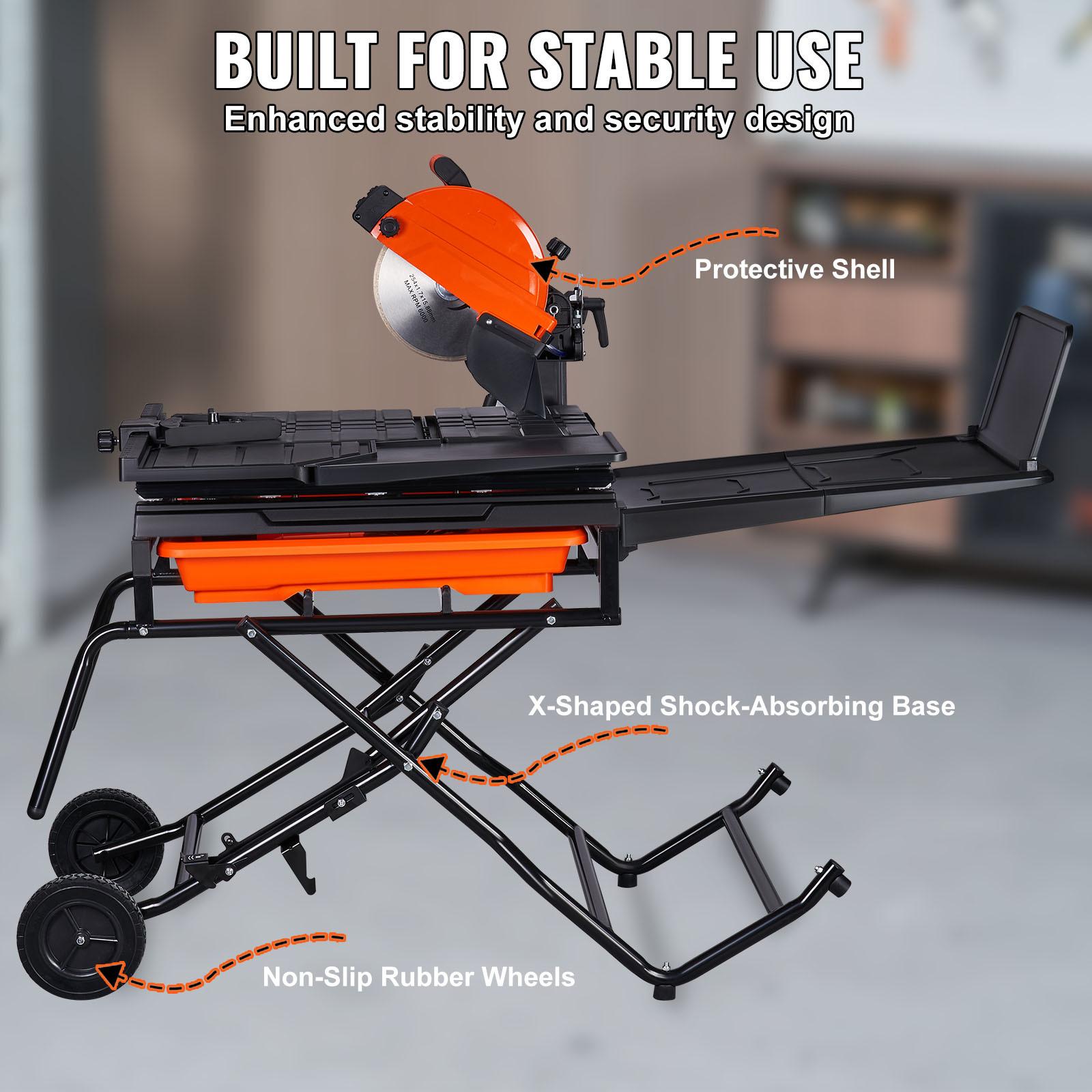 VEVOR Wet Tile Saw with Stand, 10-Inch 65Mn Steel Blade, 4500 RPM Motor ...