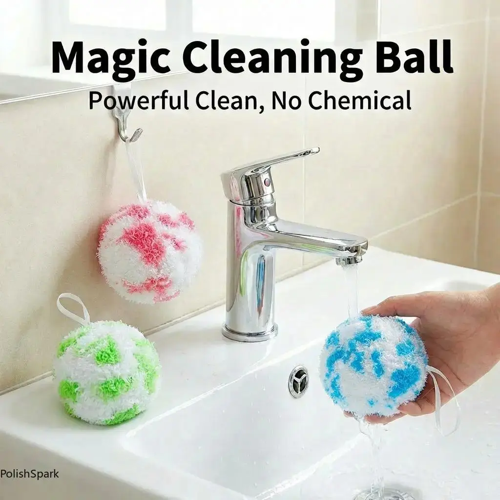3-Pack Magic Cleaning Balls Kitchen Cleaning Tool - Non-Scratch, Chemical-Free, Soft Mesh Sponge Scrubber for Kitchen, Bathroom