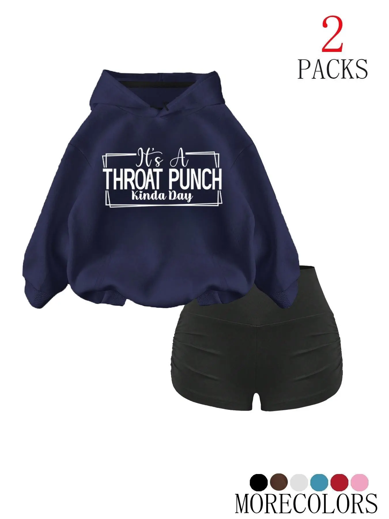 Two-Piece Women's Letter Print Hoodie, Casual Drawstring Pocket Sweatshirt, Loose-Fit Fall & Winter Outerwear, Party Style