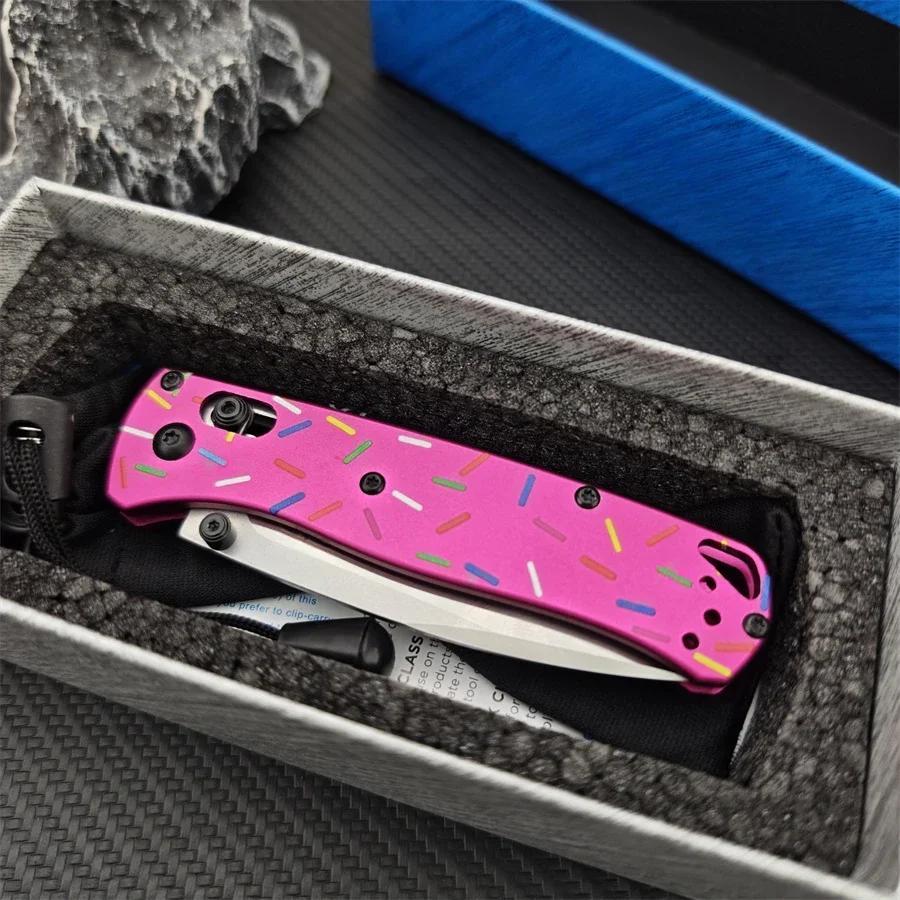 BM Bugout 535 Donut Pink Handle Manual Open Pocket Folding Knives EDC Outdoor Camping Hunting Multifunctional Hand Tools
