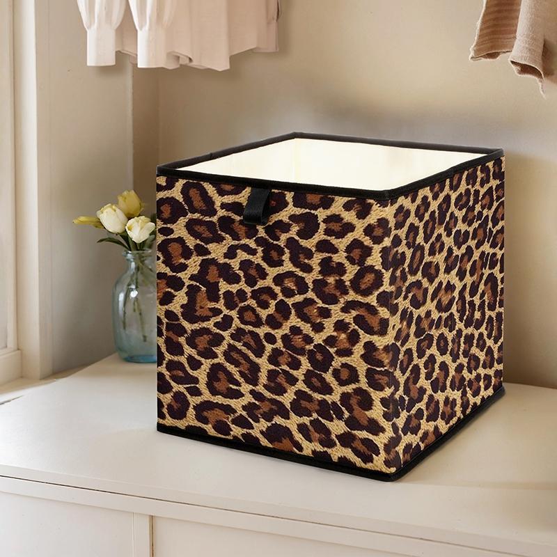 Leopard Print Open Storage Box, Stackable Drawer Organizer, Durable Multi-Functional Design for Home Dorm Room Organization, Home Organization Solution, Leopard Pattern