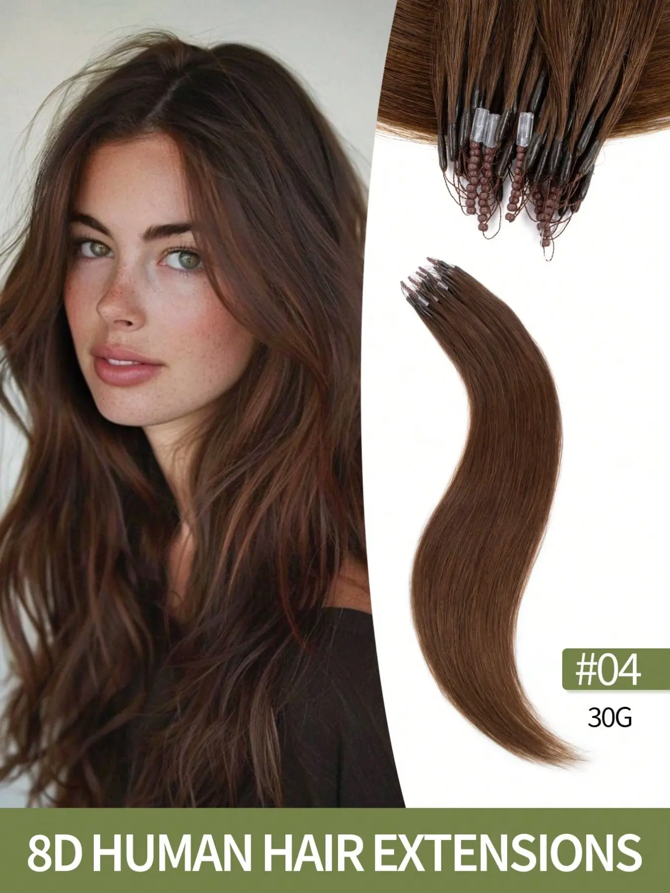 Invisible 8D Micro Link Real Human Hair Extensions 12-22 Inches 28-30g Straight Ash Bleach Highlight Mini Silicone Beads Easy Install Volume Natural Straight Harmless For Women Wedding Prom Gift Festival Concert Summer Travel Holiday Accessories