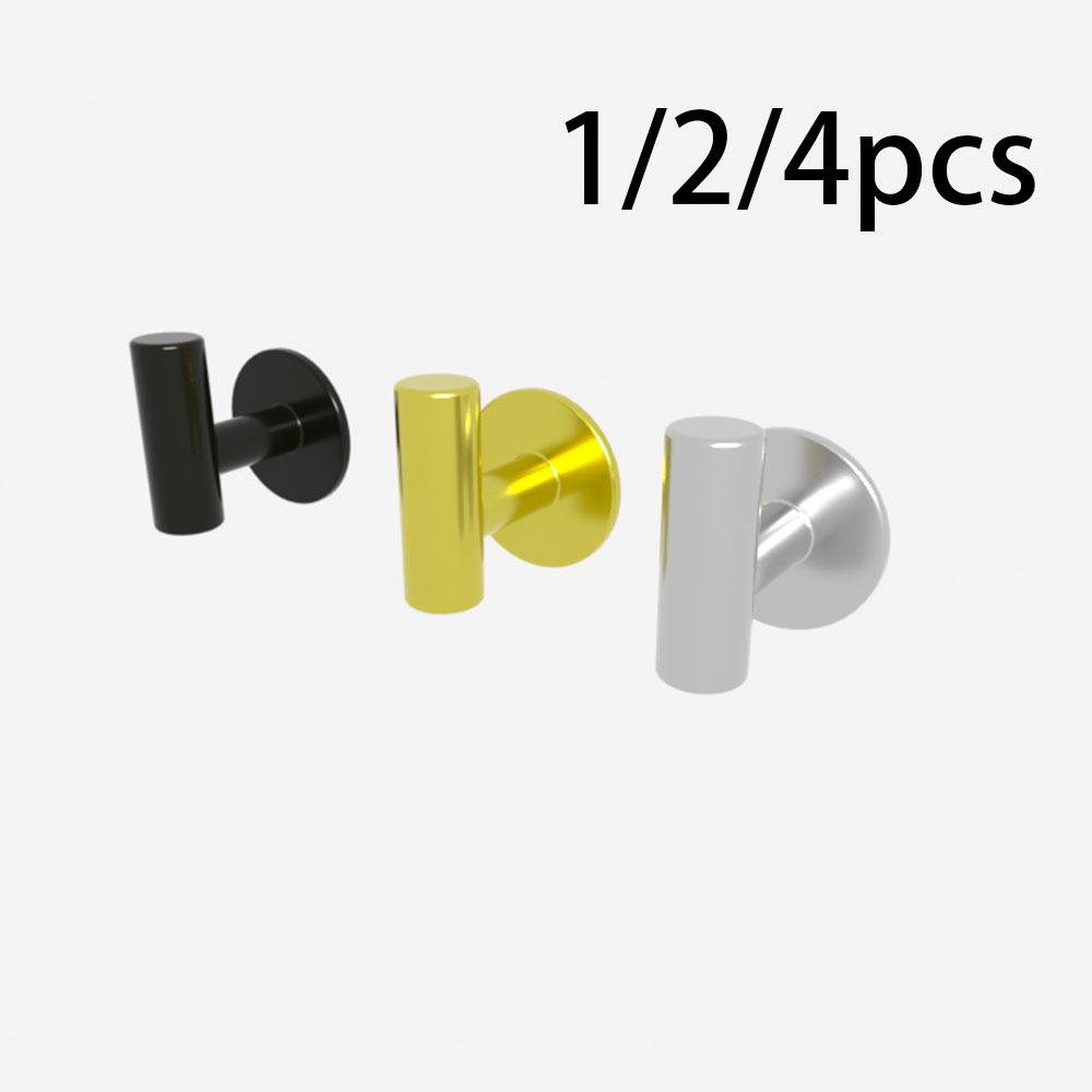 2-piece set of plastic hooks, no-drill adhesive hooks, suitable for bathroom, hat and closet storage, wall-mounted, silver/black/gold