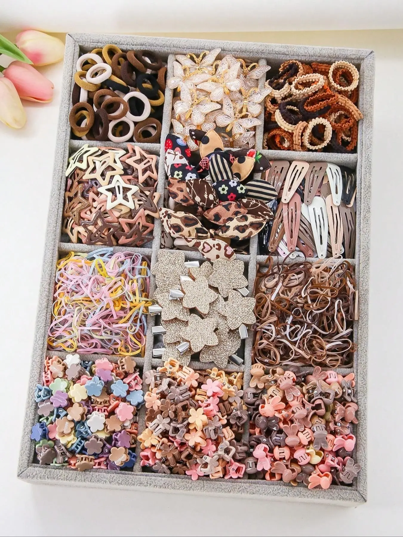 852pcs Girls Hair Accessories Set, Hair Bows, Star Clips, Elastic Hair Ties, Barrettes & Headbands, Toddler, Kid, Teen Hair Styling, Hair Accessories Kit