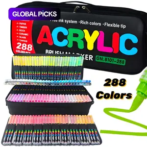 Guangna Automatic Ink Control Acrylic Paint Markers, Brush Tip Acrylic Paint Pens for Wood Rock Glass Canvas Stone Fabric Glass Metal Ceramic Canvas DIY Crafts Art Supplies Gifts, Acrylic Painting Pen #TOP PICKS