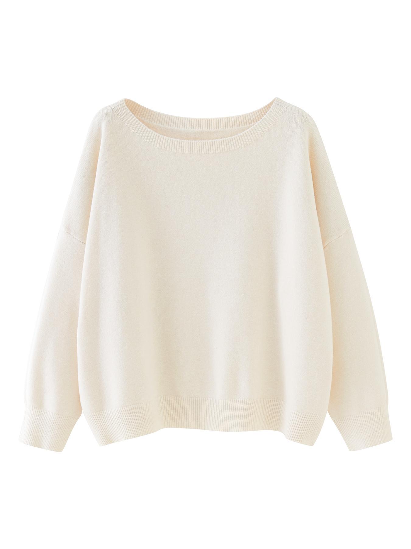 [Plus Size] Solid Drop Shoulder Sweater Pullover, Casual Long Sleeve Scoop Neck Jumper for Fall & Winter, Women's Clothing for Daily Wear, Womenswear