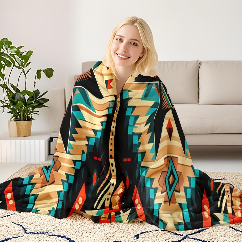 Southwestern Native American Star Blanket: Authentic Tribal Geometric Throw With Navajo Inspired Design, Ultra Soft Plush Fleece Blanket Printed In USA For Western Home Decor Lovers