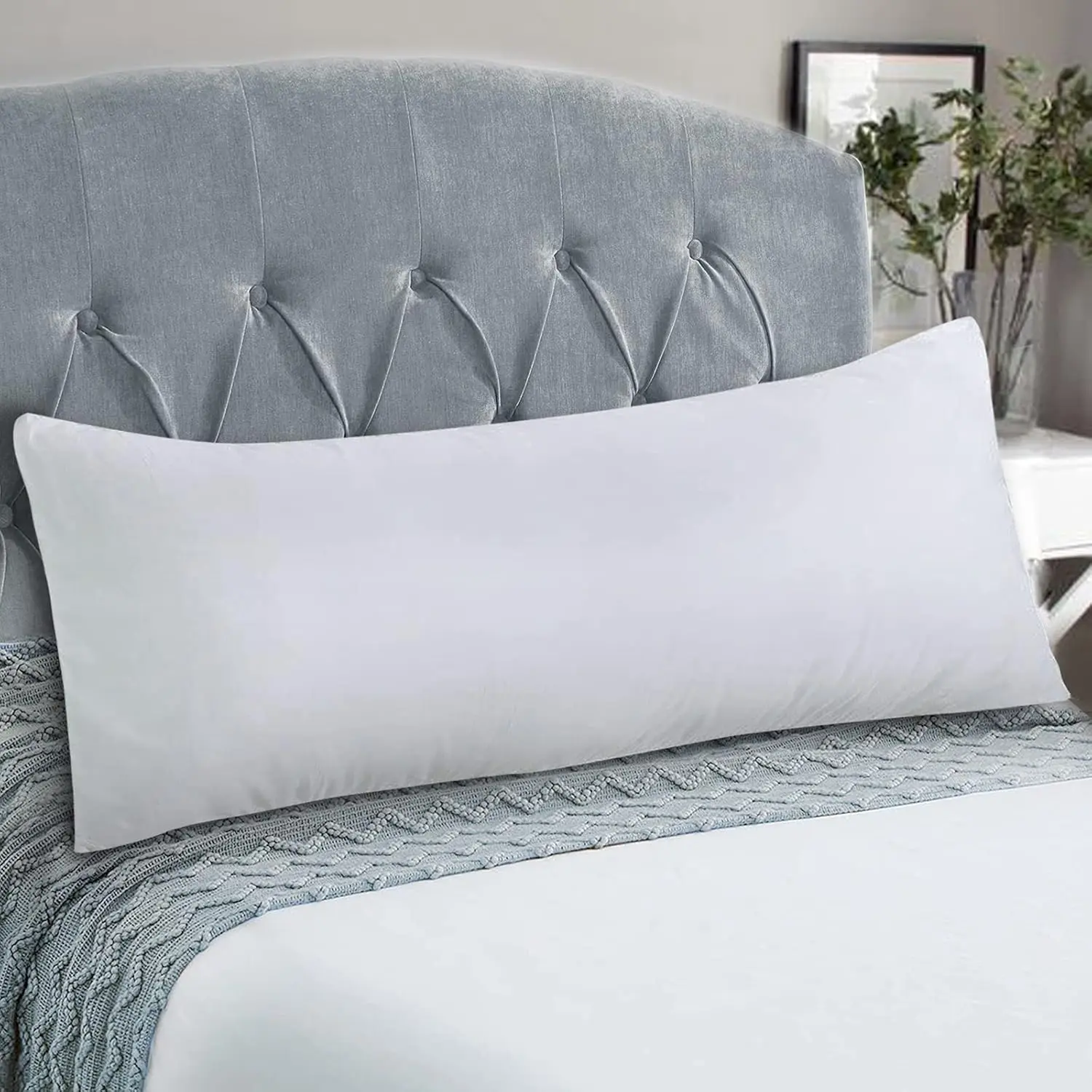 Pillow Cover,  Pillow Size Protectors Zippered Pillow Cases, Pillow Covers 21" x 55", Soft & Breathable Pillow Encasement, White